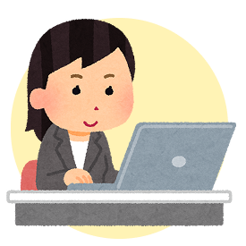 パソコンを使う社会人女性のイラスト